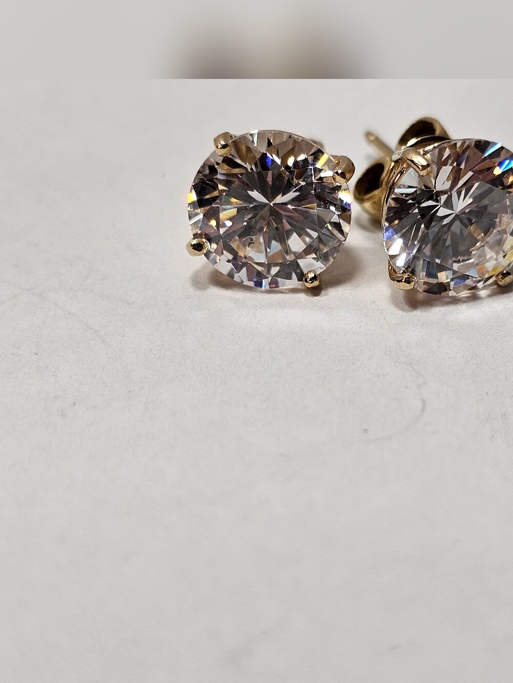 14k Yellow Gold and Cz Post Back Earrings